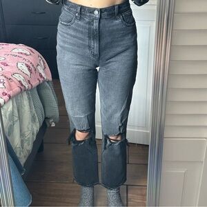 Abercrombie Women's Distressed Black Mom Jeans